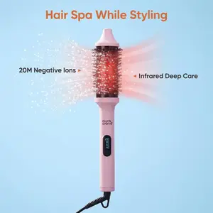 Aurawand 2026 Infrared Glow Brush: 2-in-1 Ionic Thermal Styler for Instant Volume & Shine | Pink Heat Protect Curling & Straightening Comb | The Ultimate No-Damage Valentine’s Gift Set