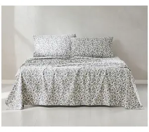 Lush Decor Lillian Block Print Cotton Sheet Set Blue 4-Pc Full