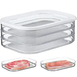 1 pc Deli Meat Containers, food storage box with cover, Fridge Organizer, Deep Freezer Organizer, stackable design, Locking the freshness for cold dishes