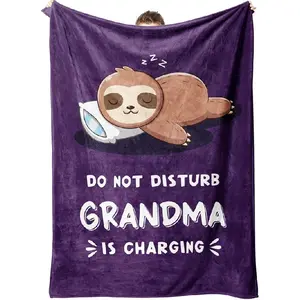 Funny Gifts For Grandma, Grandmas Birthday Gift From Grandkids, Grandma Is Charging Sloth Blanket, Grandmas Gifts For Mothers Day Christmas, Soft Sloth Blanket For Grandmother