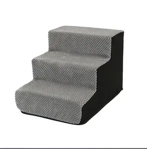 3-Step Extra Wide Dog Stairs- Durable Foam Stairs, Extra Wide Ramp with Non-Slip Base for Elevated Beds, Sofas, And Couches, Ideal for Injured Or Senior Dogs And Cats