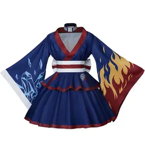 Todoroki Anime Hero Cosplay Battle Lolita Kimono Dress Cosplay Costume Halloween Suit for Women in Polyester Machine Washable