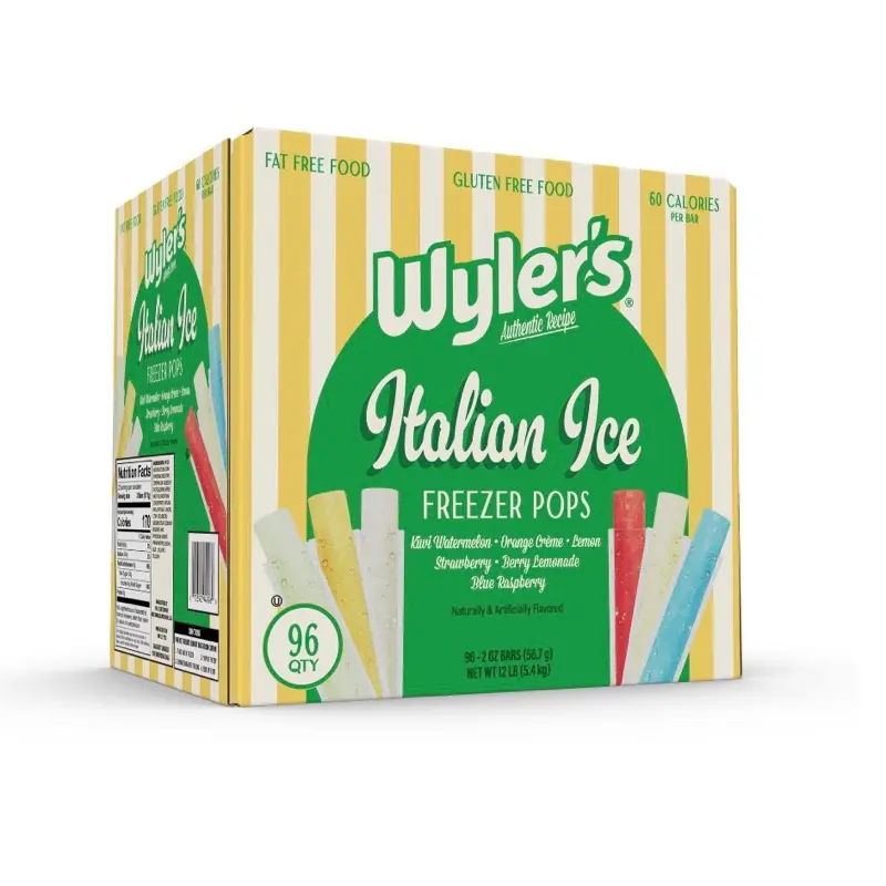 Authentic Italian Ices Variety Pack Freeze and Serve bars, 2 oz., Assorted flavors, 96 pk.