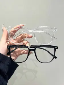 Clear Lens Eyeglasses, Square Frame Glasses, Stylish Square Frames, Simple Style Eyeglasses for Women & Men, Fashion Eyeglasses for Work, Daily Clothing Decor, Perfect for Student Daily Use, Fashionable Frames Glasses