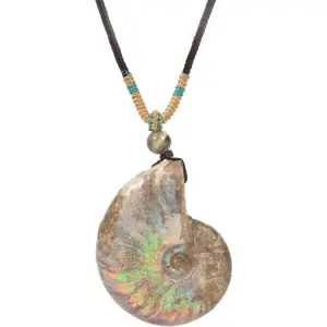 Ammonite    Tone Wrapped Pendant Necklace