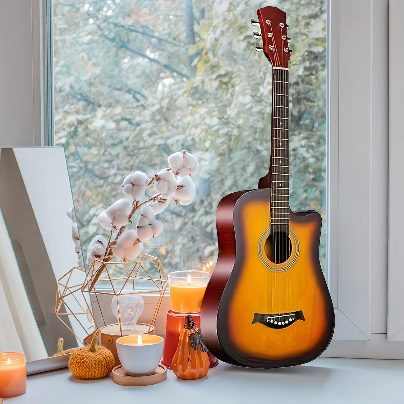 38-inch Birchwood Acoustic Guitar for Beginners - Full-size Wooden Tone Acoustic Guitar with Birchwood Body, Ideal for Practice and Performance