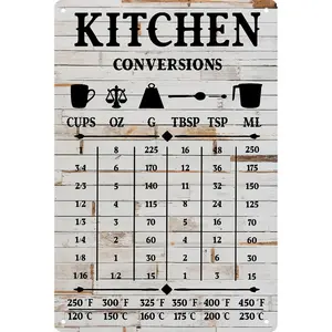 8x12 Aluminum Metal Sign | The Ultimate Kitchen Measurement Conversion Chart for Home Cooks
