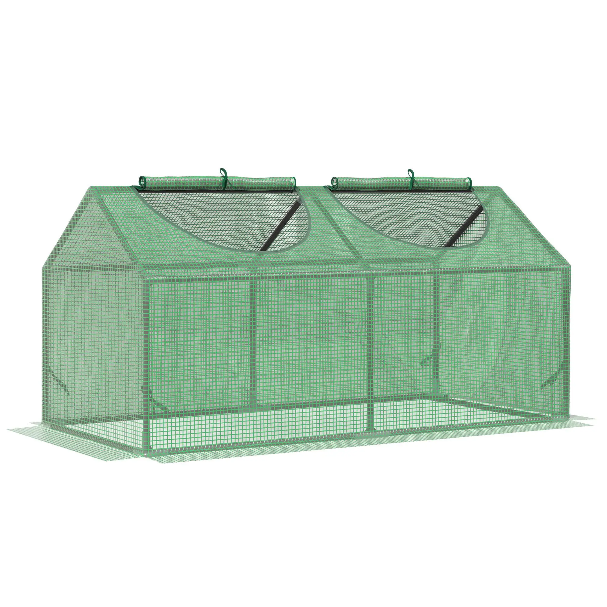 Outsunny 4'x2'x2' Portable Lightweight Steel Mini Greenhouse for Plant, Compact Shape Garden Tool with PE Cover, Roll-up Zippered Windows, Sun Protection, Sunlight Passes, Tool-free Setup for Indoor & Outdoor