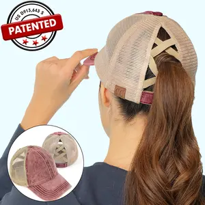 C.C Criss Cross Ponytail Cap Stone Washed Denim Baseball Cap for Women baseball hat