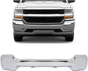 Front Bumper Face Bar Compatible with 2016-2019 Chevy Chevrolet Silverado 1500 LD Replacement for GM1002860 84029799 23243118 W/O Fog Light Holes W/O Air Hole Steel Chrome Silvery