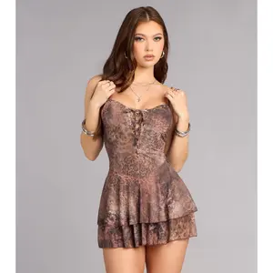 Play It Bold Lace Up Romper