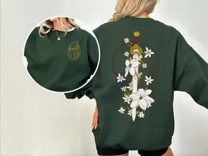 I Am No Man Eowyn crewneck,Middle-earth Inspired Unisex LOTR Sweatshirt and hoodie with Floral Sword of Rohan, Lightweight Feel