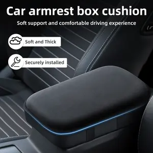 Car Armrest Box Cushion Cover Soft Foam Armrest Pillow for Car Center Console Elbow Support Pad Comfort Heightening Protector for Most Car SUV Truck Interior Accessories Black