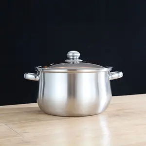 Stainless Steel Pot with Glass Lid, Multi-Functional Cooking Pot, Dutch Oven Pot, Suitable for Chili, Pasta, Curry, Stew, Dishwasher Safe, Kitchen Food Cookware