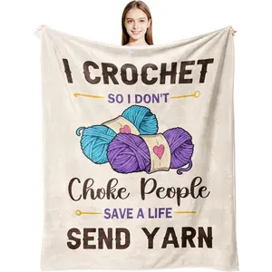 Crochet Gifts Blanket , Crochet Accessories/Stuff Gift for Crocheters Knitters Women, Christmas Birthday Present for Knitting Crafter, Funny Crocheting Throw