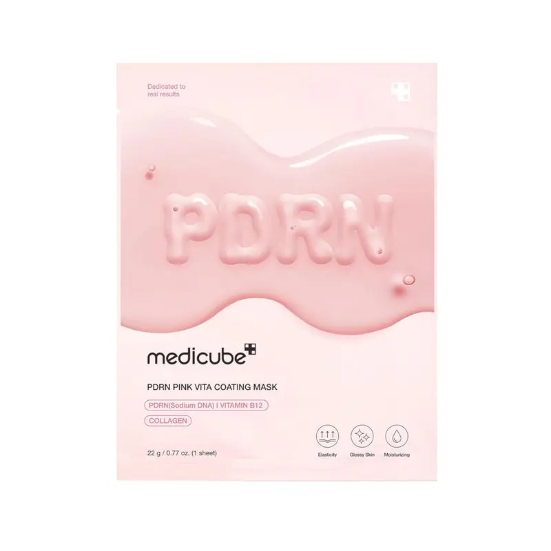 [Official Medicube Partner] Salmon DNA PDRN Pink Vita Coating Sheet Mask (1ea/5ea/10ea) - Korean sheet mask for glass skin - Luxurious Home care Mask for Hydration, Firming, and Balanced Skin, Korean Skin Care (22g/0.77oz x 10ea)