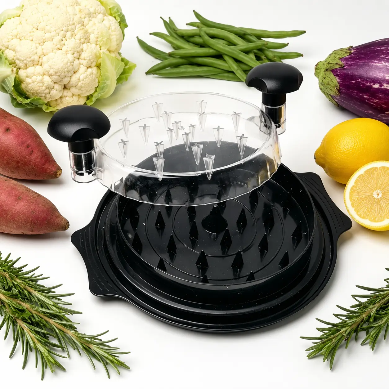 summerwins Chicken Shredder Tool - Twist-Operated Visible Grinder Machine for Chicken Breast, Ground Food, Meat & Vegetables with Adhesive Lid (Elegant Black) Kitchen Slicer Utensil