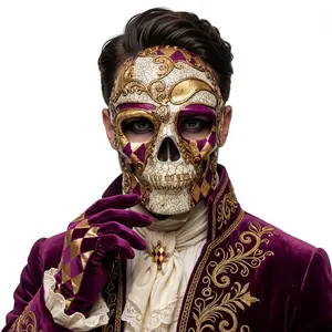 Day of the Dead Skull Mask Scary Skeleton Costume Party Masks - Purple