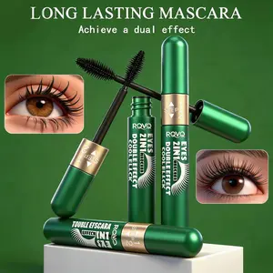 2-In-1 4D Double Effect Fiber Mascara, Waterproof Volume Lengthening Eyelashes, Long-Lasting No Clumping, Rich