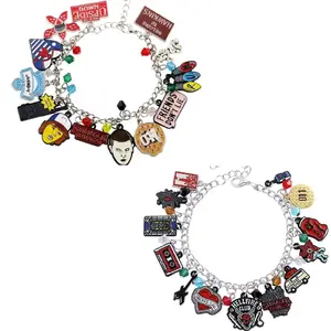 DIY Stranger Things Zinc Bracelet Pendant Jewelry with Assorted Charms for Fans Lightweight and Customizable Accessory