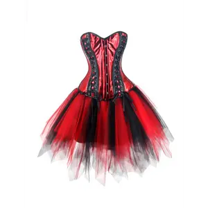 Sequin Corset And Tutu Skirt Set, Cute PU Leather, Cross-Strap Details, Off-Shoulder Halloween Devil Costume, Women's Clothing Superhero Dress Husky Fursuit