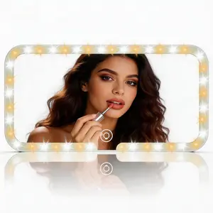 Car Vanity Mirror with Lights & Portable Beauty Car LED Mirror, Tri-Color Light, Magnetic Detachable, Perfect for Car Makeup Touch-Ups