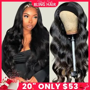 Bling Hair Headband Wig Human Hair Body Wave Headband Wigs for Women human hair glueless Wig 100% Brazilian Real Human Hair Headband wig 180% Density #TikTokShopHolidayHaul