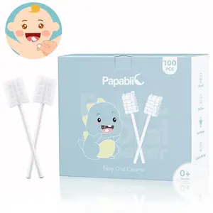 Papablic 100-Pack Disposable Baby Tongue Cleaner, Eco Paper Handle & Gentle Oral Care, Newborn Essentials 0-24M, Last Stock!