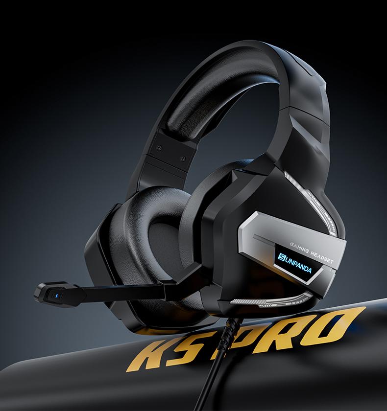 Stereo gaming headphones, suitable for PS4, PC, Xbox One, PS5 game consoles, PC and laptops, headphones, with microphone, LED lights, 7.1 surround stereo, wired headphones, RGB lights, USB-A, DJ stereo headphones