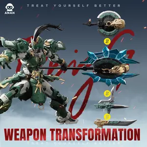 Dragon Spear 1/100 Scale Model Kit with Alloy Inner Frame, 21cm Cyber Samurai Action Figure, Multi-Transformable Weapons, Action Poses & Display Base, Collectible Item