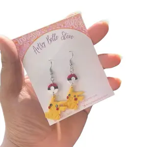Handmade Pikachu Earrings - Cute Anime Jewelry for Fans