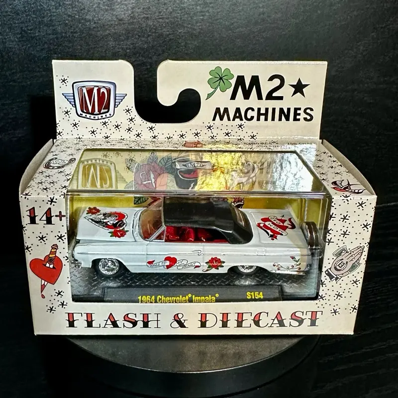 M2 Machine 1964 Chevrolet Impala Diecast Model, Limited-Edition 2026 New Release (Flash-Tattooed Design)