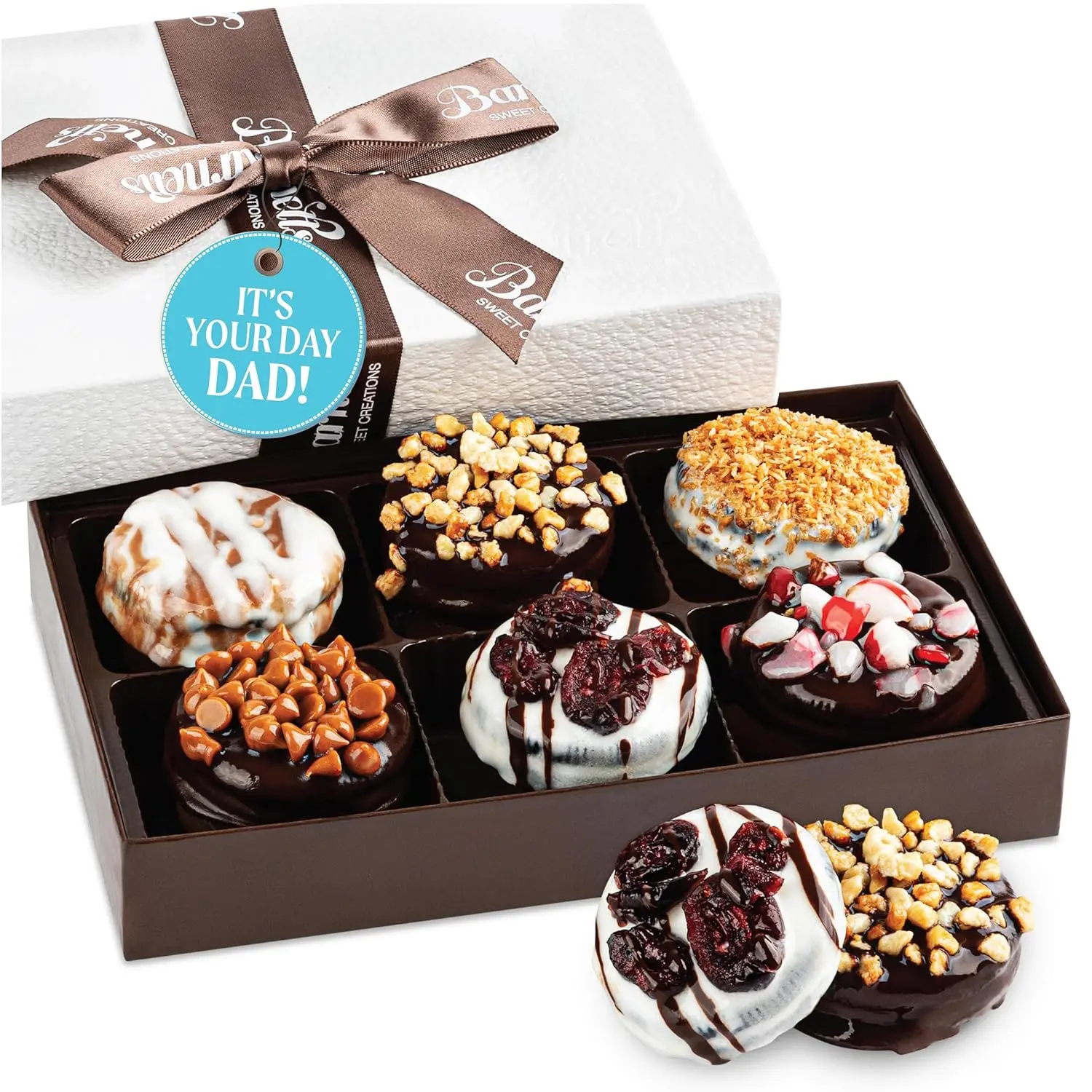 Barnetts 6 Chocolate Cookies Gift Basket, Gourmet Chocolate Covered Candy Gifts for Food Delivery Baskets, Him and Her Treats Ideas for Father, Dad, Granfather, Husband, Brother, Son, Grandson