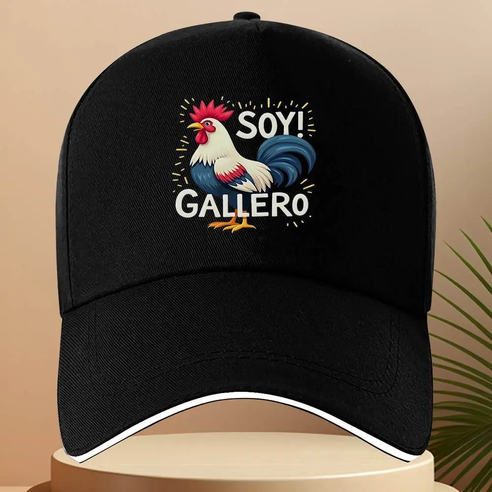 S&T 1-Piece "Vivid Rooster SOY!GALLERO" Sturdy Cooling Adjustable Cotton Snapback Casual Baseball Hat, Unisex Travel Hats, Casual Outfits Cap, Adjustable Outdoor Cap, Fashion Snapback, Breathable, All Seasons, Baseball Cap