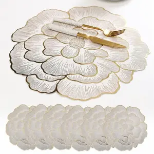 Floral Pattern Placemats, Heat-Resistant Non-Slip Table Mats, Kitchen Gadgets, Waterproof Placemat for Home Kitchen, Dining Room or Wedding Party, popular Gift