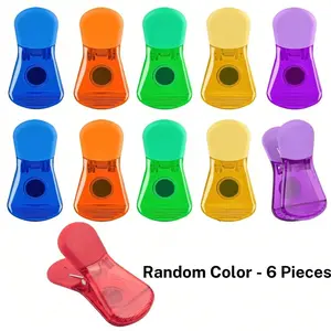 6pcs Chip Clip Bag Clips, Portable Snack Bag Sealing Clips, Food Storage, Various Sizes, Colorful Refrigerator Magnetic Clips, Kitchen Organizer, Kitchen Organization, Kitchen Gadget, Kitchen Accessories, Kitchen Tools