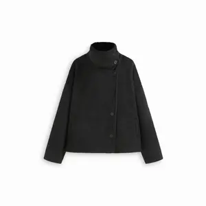Cider Wool-look Mandarin Collar Button Long Sleeve Oversized Jacket Cider Wool-look Mandarin Collar Button Long Sleeve Oversized Jacket