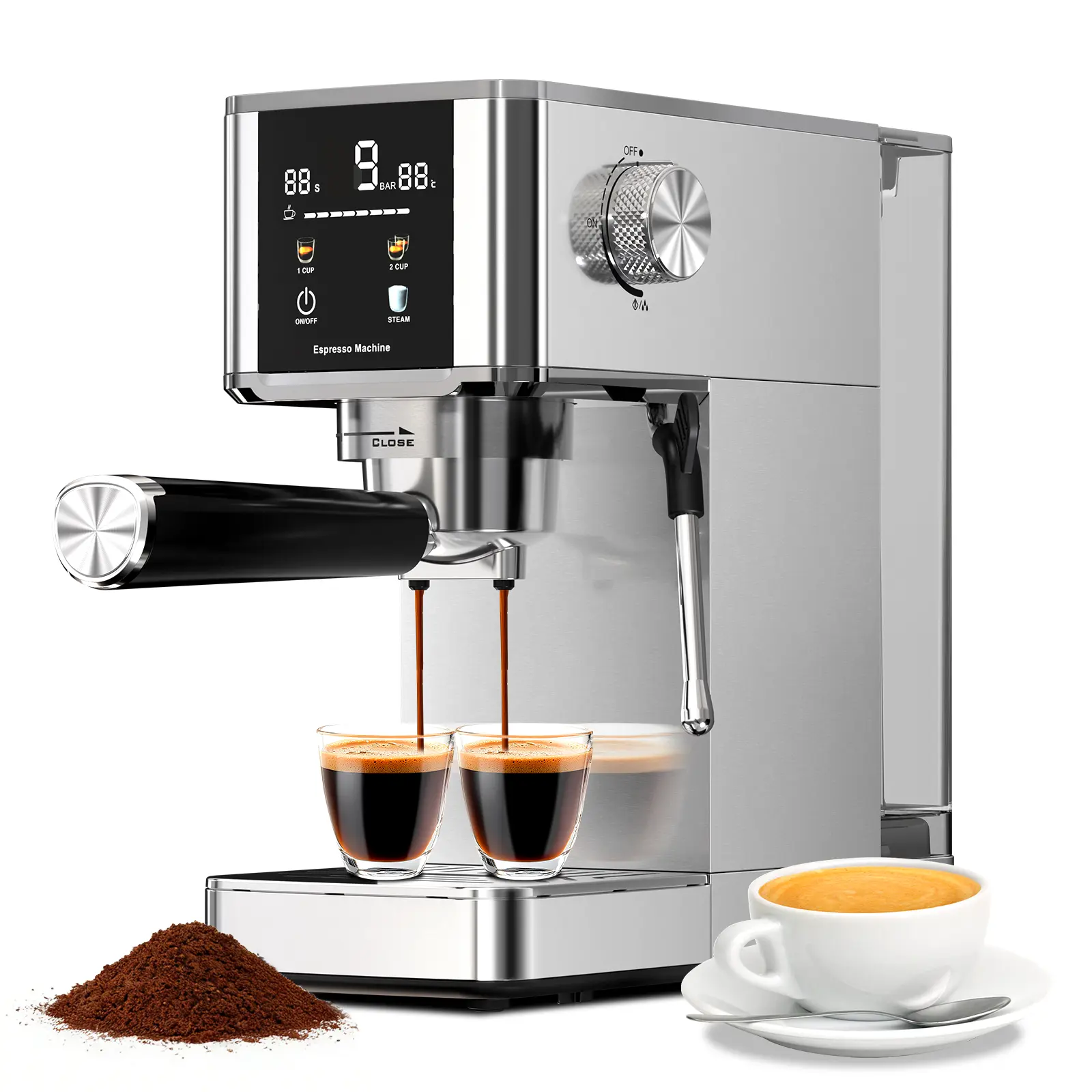 Kismile 【SummerFinds】 Automatic Espresso Machine - 20 Bar, 3-Second Heat, Built-In Steam Wand for Lattes, Touch Screen, 40oz Water Tank, Coffee Machine for At Home Use, Gift for Coffee Lovers, Coffee Machine Espresso
