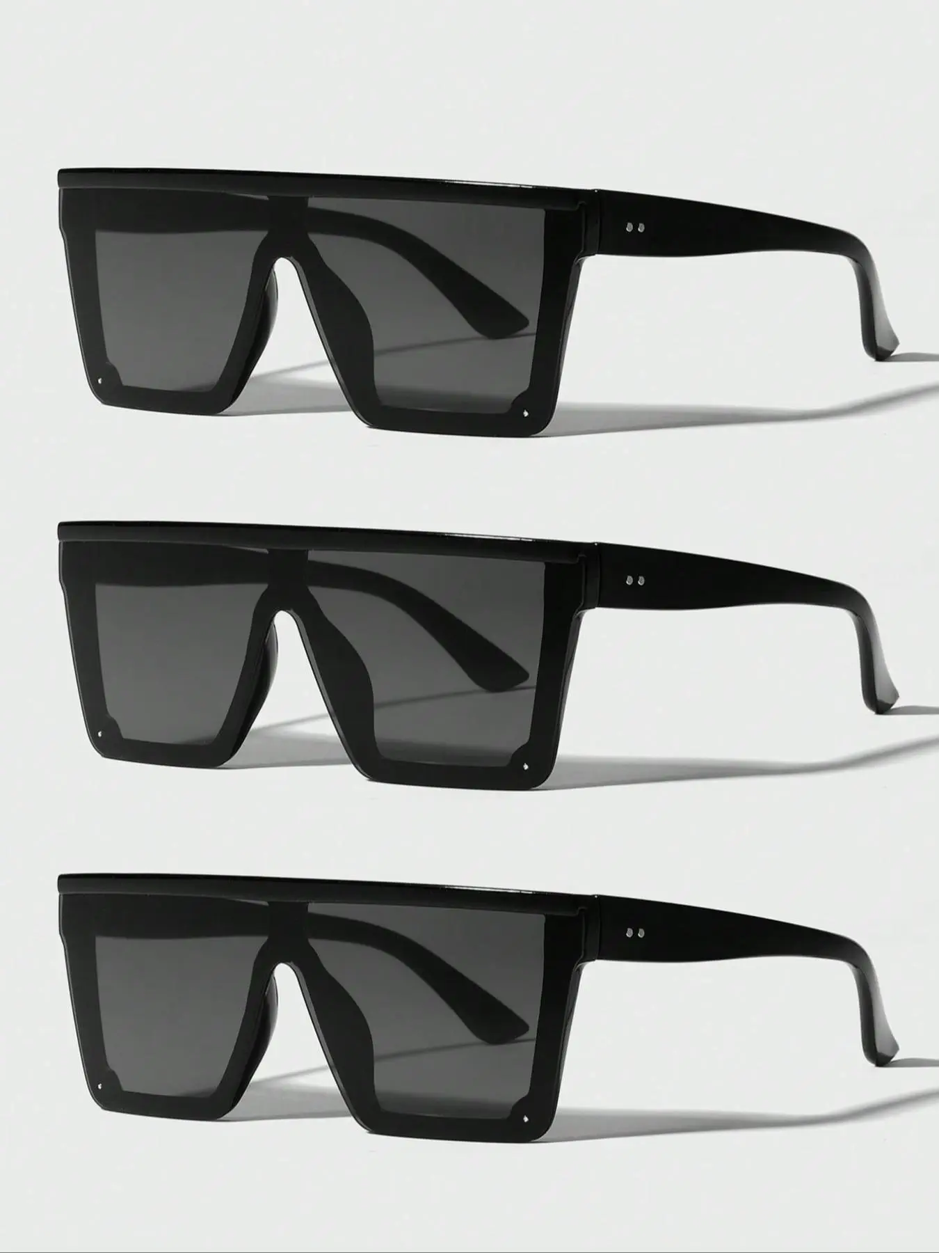 Unisex Simple Style Tinted Lens Sunglasses Set, Trendy Casual Sunglasses for Everyday Use, Fashion Accessories for Outdoor Activities, Trendy Square Sunglasses, Trendy Styling Sunglasses, Fashionable Sunglasses, Street Style Shades, Stylish Sunglasses