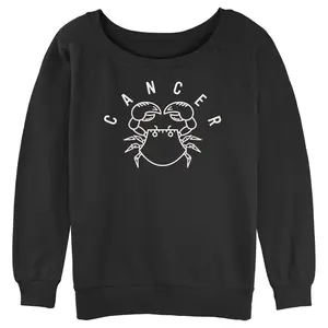 Junior's Women Lost Gods Zodiac Cancer Line Symbol Sweatshirt