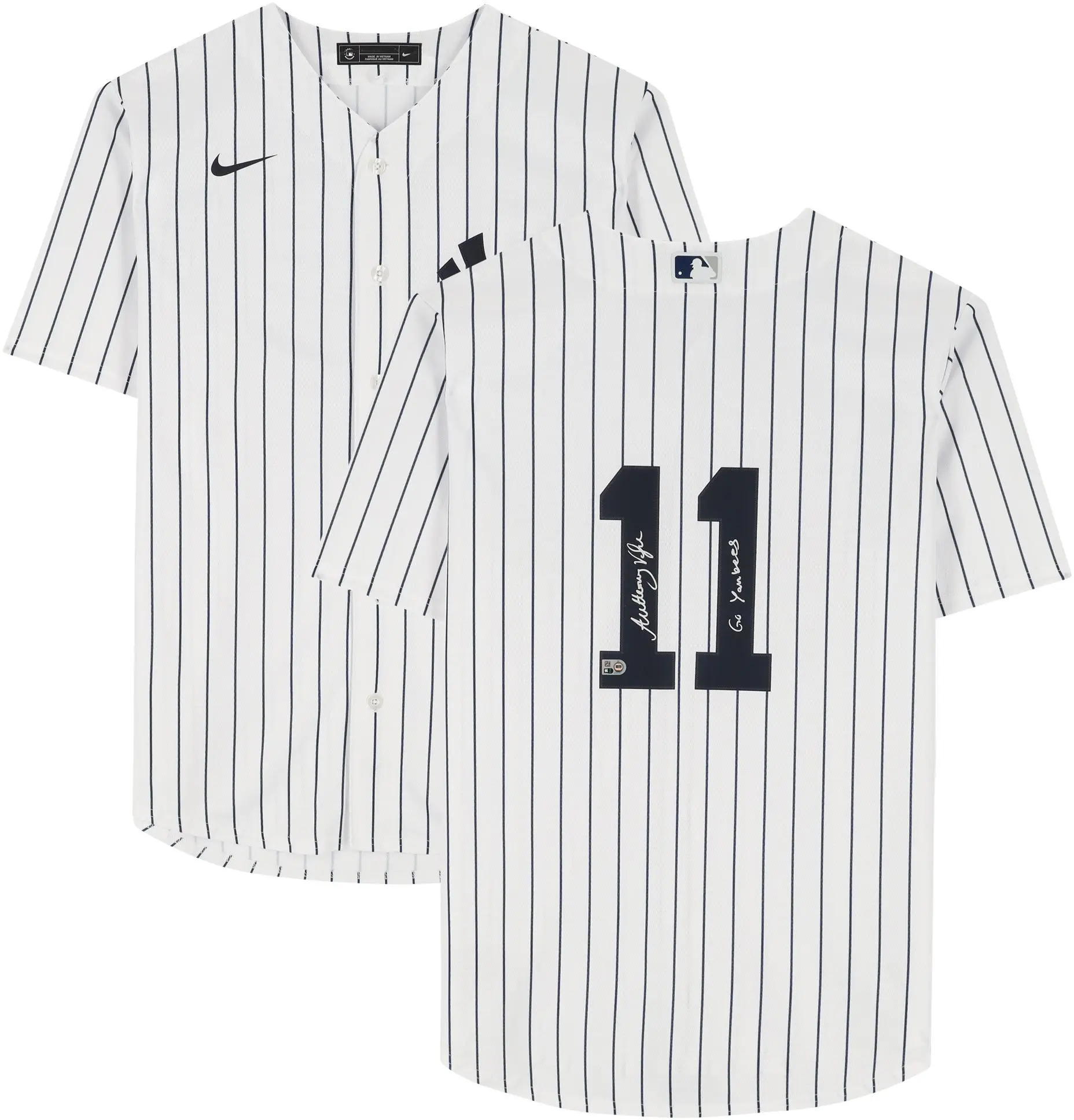 Anthony Volpe New York Yankees Autographed White Nike Replica Jersey with "Go Yankees!" Inscription - Fanatics Authentic Certified