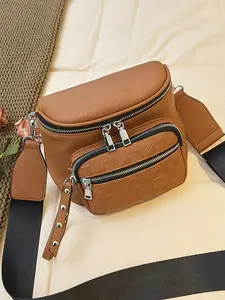 Women's Fashionable Solid Color Crossbody Bag, Casual Versatile Zipper Chest Bag for Daily Used, Trendy All-match Sling Bag for Women & Girls, Crossbody Fanny Pack, Crossbody Bum Bag, Bumbag