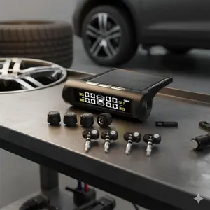Smart Solar TPMS Kit with USB Charging LCD Digital Display Auto Safety Alarm Choice of External or Internal Sensors Vehicle Security Accessories