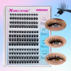 144 Piece C Curl Self Adhesive Eyelashes with Tweezers, Natural Realistic Cat Eye Dense Style, 10-16mm Length, Reusable False Lashes for Beginners