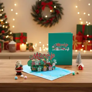 3D Pop-Up Merry ChristmasGreeting Card – Festive Design with Envelope