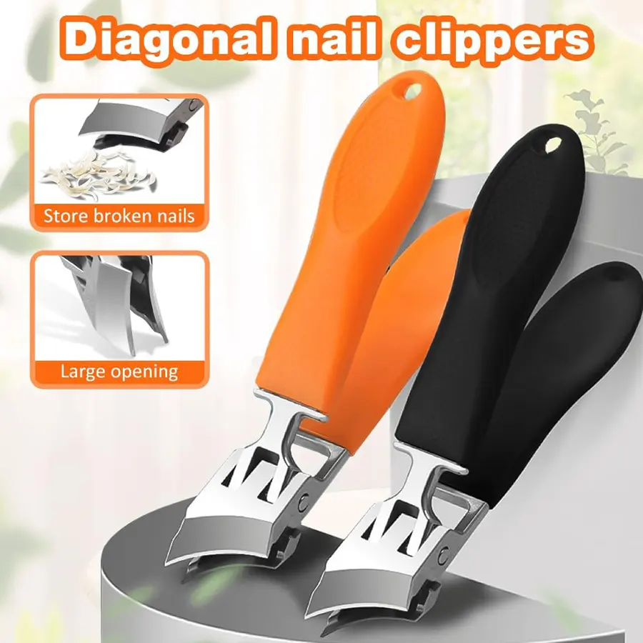 Wide Jaw Opening Anti-Splash Slanted Nail Clipper with Large Opening & Long Handle Splashproof Design for Ingrown Nails & Toe Nails Household Tool
