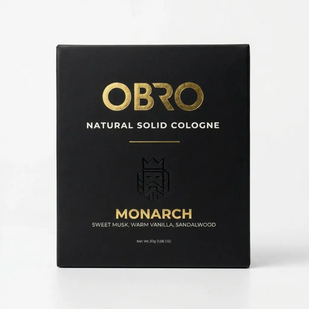 OBRO Monarch 100% Natural Solid Cologne for Adults - Handcrafted, Limited Edition, Sweet Musk, Warm Vanilla Notes, Distinct Woody Aroma, Fragrance Warmth, Made Without Synthetic Fragrance