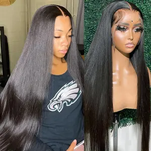 Bling Hair Full Brazilian 13x6 Hd Lace Frontal Real Hair Wig For Women 30 Inch Bone Straight Cheap Wigs On Sale Clearance
