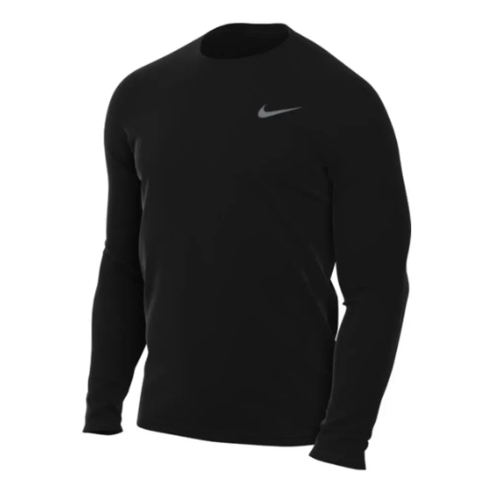 NIKE Fitness Sport Top for Men, Legend Dri-FIT Long Sleeve Crew Neck Shirt in Solid Color Lightweight Polyester Knit Fabric for Workouts, Athletic Top, Tshirt, Solid Colors, 20 Different Colors