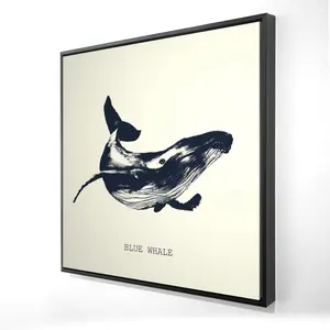 Begin Home Decor 2081-2424-AN394-1 24 x 24 in. Blue Whale Sketch Framed Canvas - Illustrative Home Decor